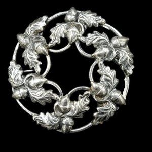 Vintage Danecraft Sterling Acorn Wreath Brooch